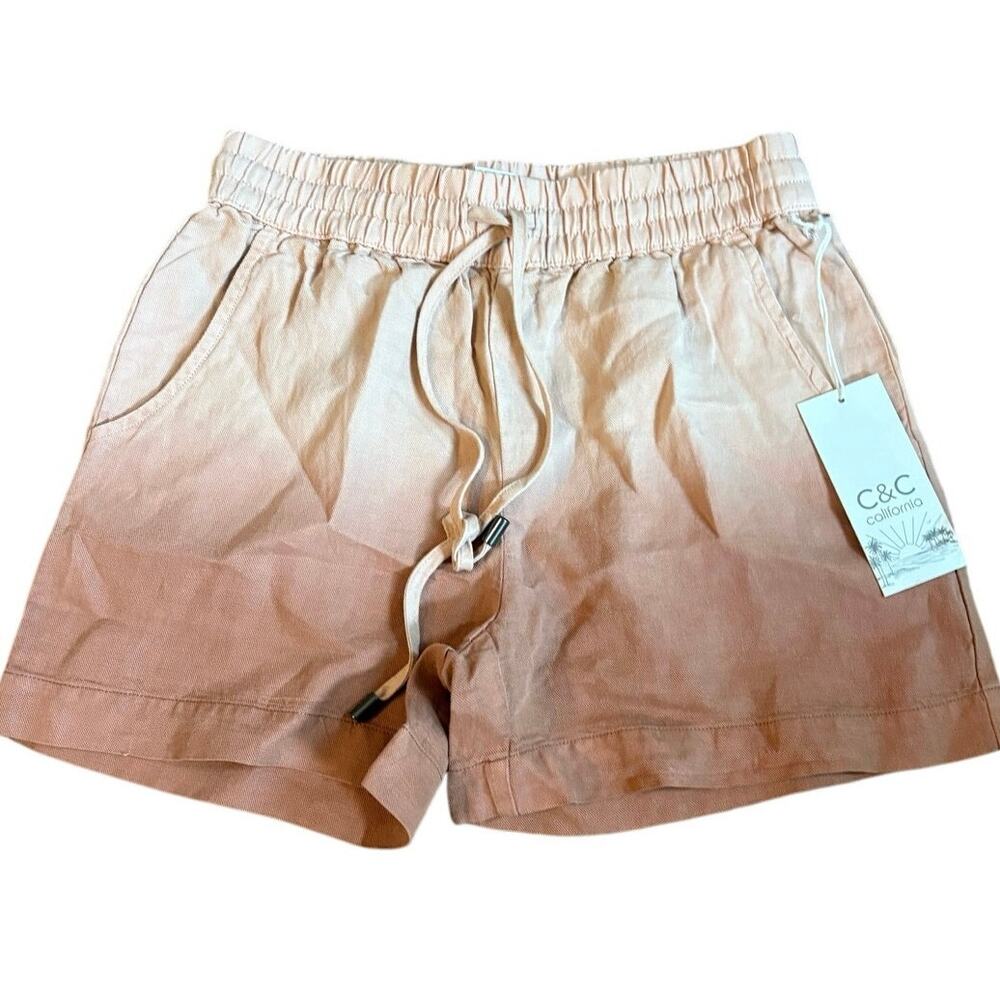 C&C California Womens Ombré Beige Brown Linen Blend Shorts NWT Size XS